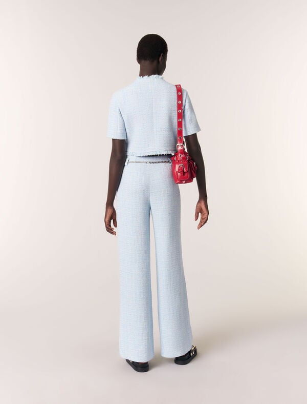 Maje Veste Courte En Tweed Bleu Ciel