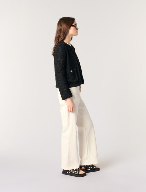 Maje Veste Courte En Tweed Noir