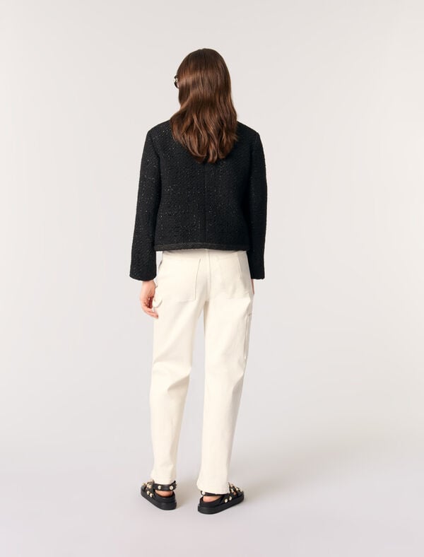 Maje Veste Courte En Tweed Noir