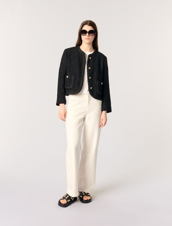 maje Veste courte en tweed Noir