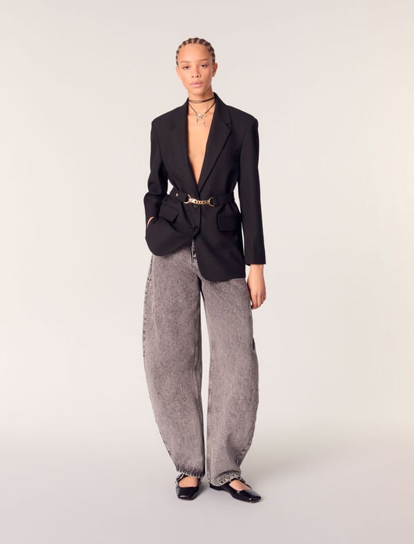 maje Veste de tailleur à ceinture Noir