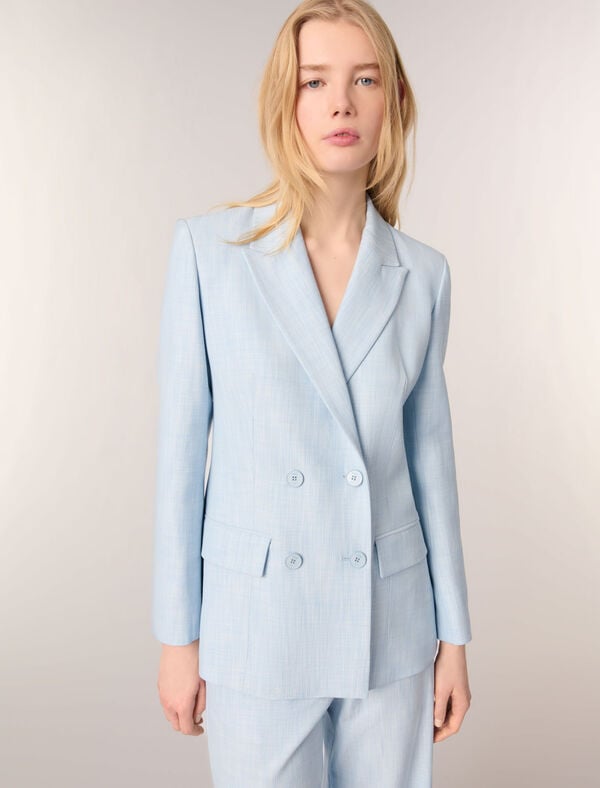 Maje Veste De Tailleur Bleu Ciel