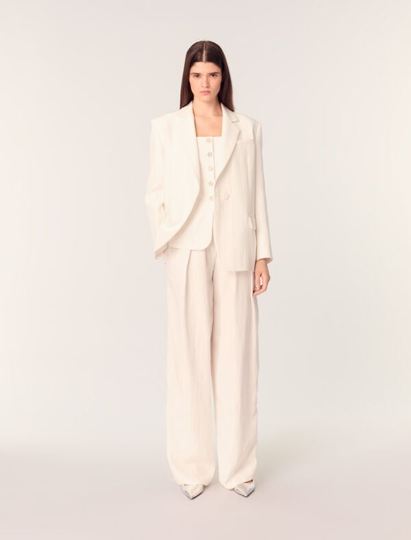 maje Veste de tailleur Ecru