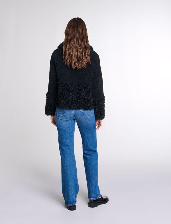 Maje Veste En Bouclette Noir