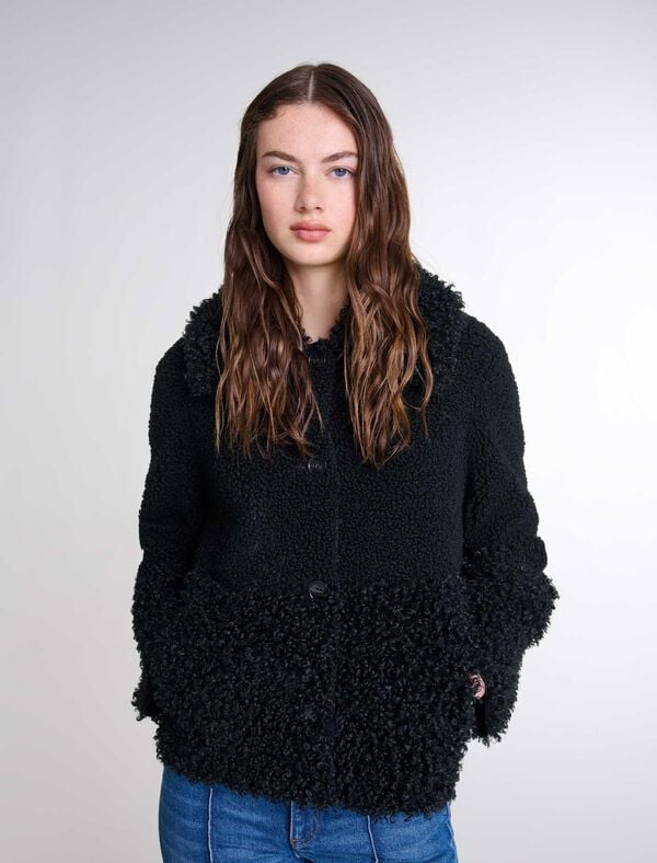 Maje Veste En Bouclette Noir