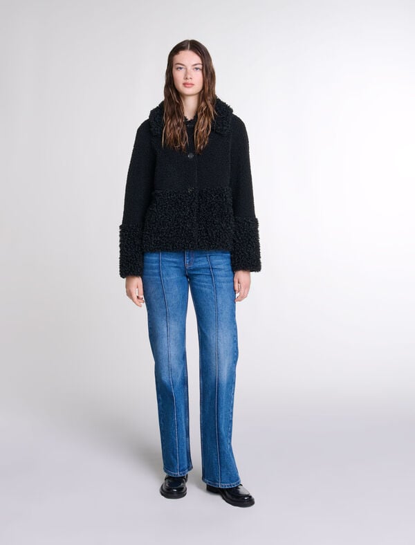 maje Veste en bouclette Noir