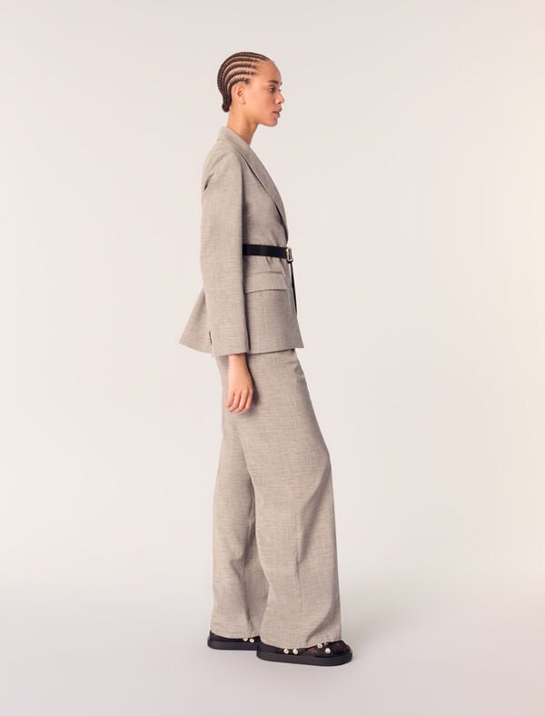 Maje Veste Tailleur Avec Ceinture Gris