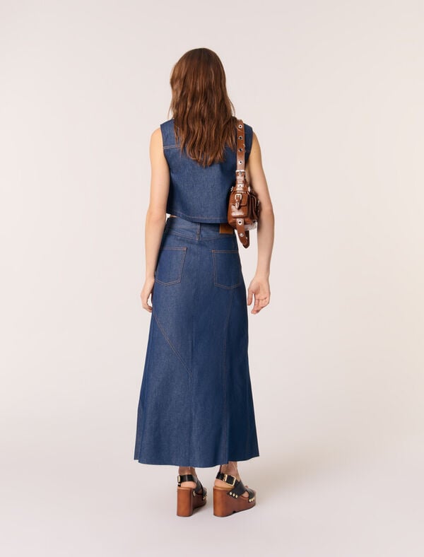 Maje Veston Court En Denim Marine