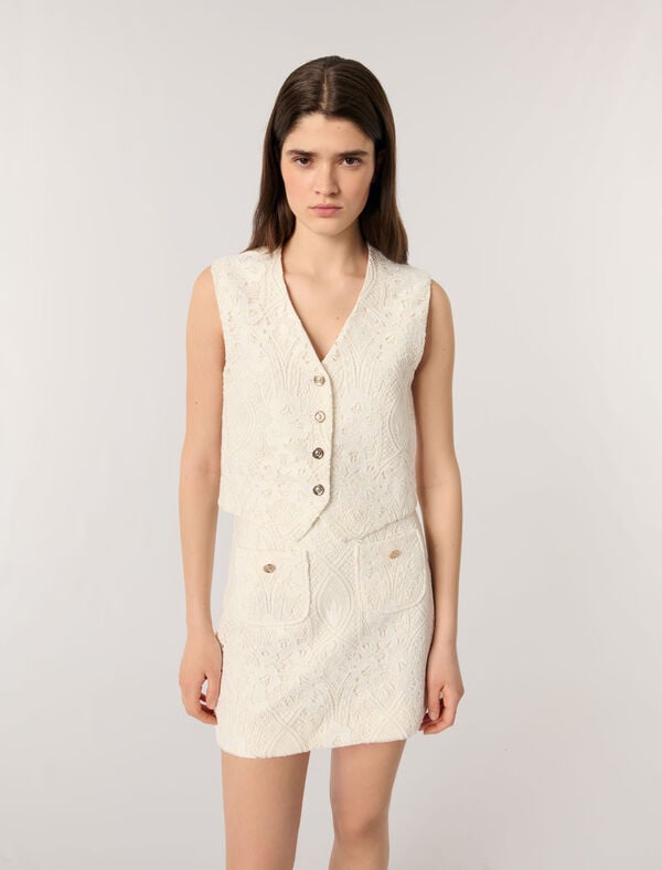 Maje Veston En Dentelle Ecru