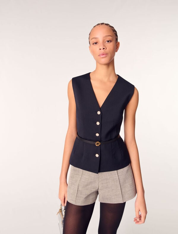 Maje Veston En Laine Mélangée Marine