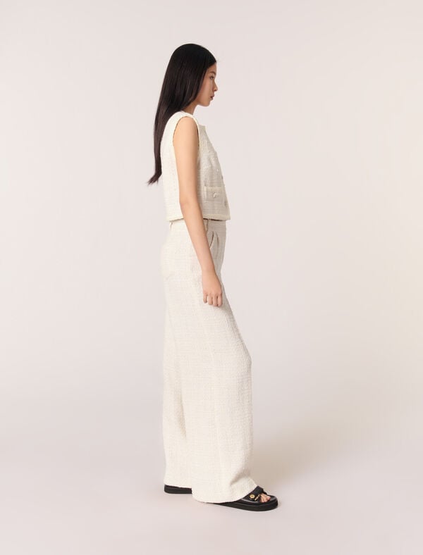 Maje Veston En Tweed à Sequins Ecru