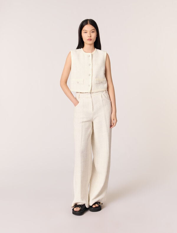 maje Veston en tweed à sequins Ecru