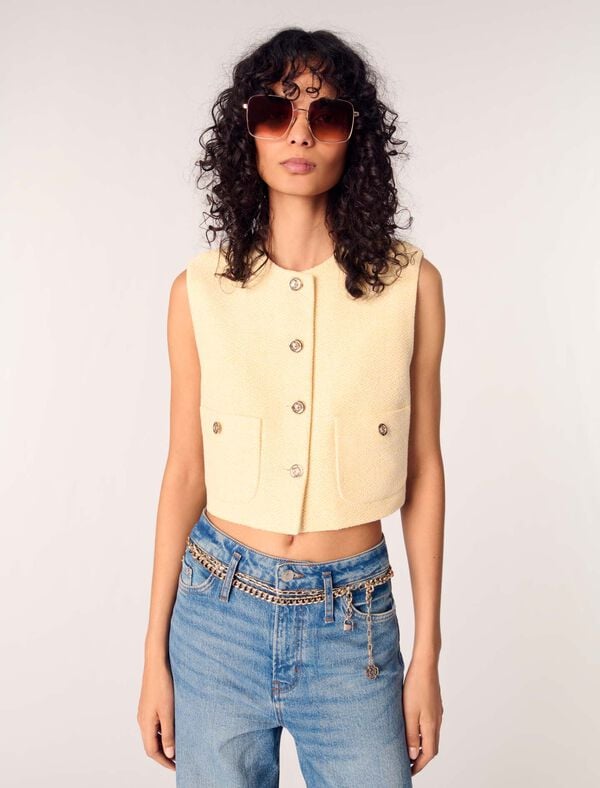 Maje Veston En Tweed Jaune