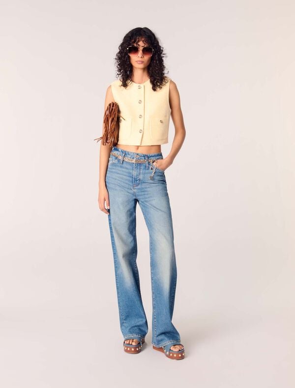 maje Veston en tweed Jaune