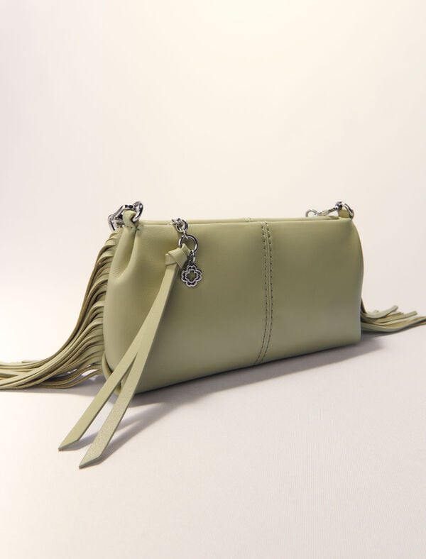 Maje Pochette Miss M Pouch En Cuir Lisse Vert Amande