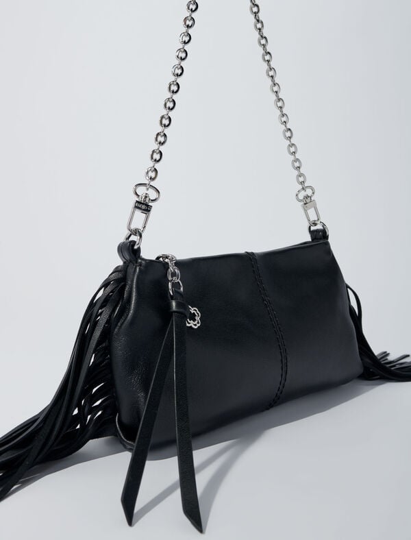 Maje Pochette Miss M Pouch En Cuir Lisse Vert Amande