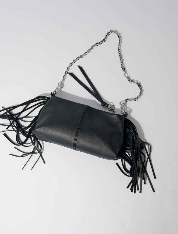 Maje Pochette Miss M Pouch En Cuir Lisse Vert Amande