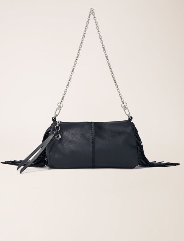 maje Pochette Miss M pouch en cuir lisse Vert Amande