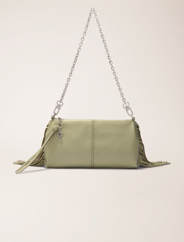 maje Pochette Miss M pouch en cuir lisse Vert Amande