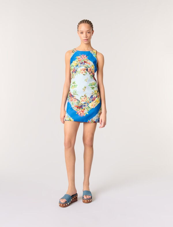 maje Robe droite imprimée Imprime floral multicouleur