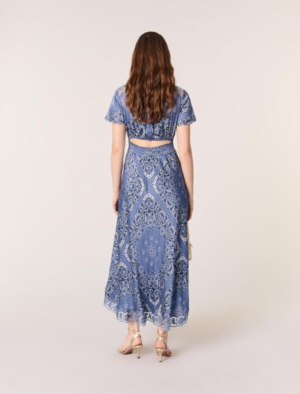 Maje Robe Longue Fluide Imprimée Bleu Bandana Print