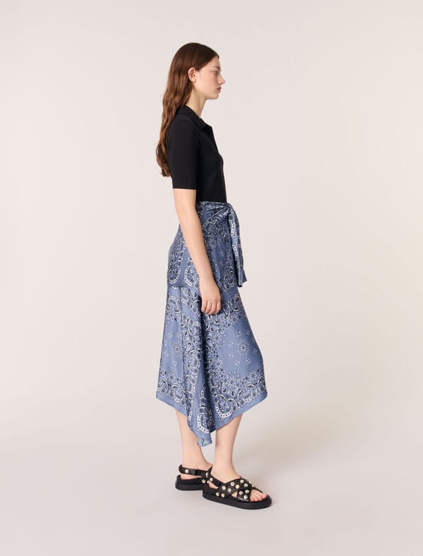Maje Robe Trompe-l'œil Imprimée Bleu Bandana Print