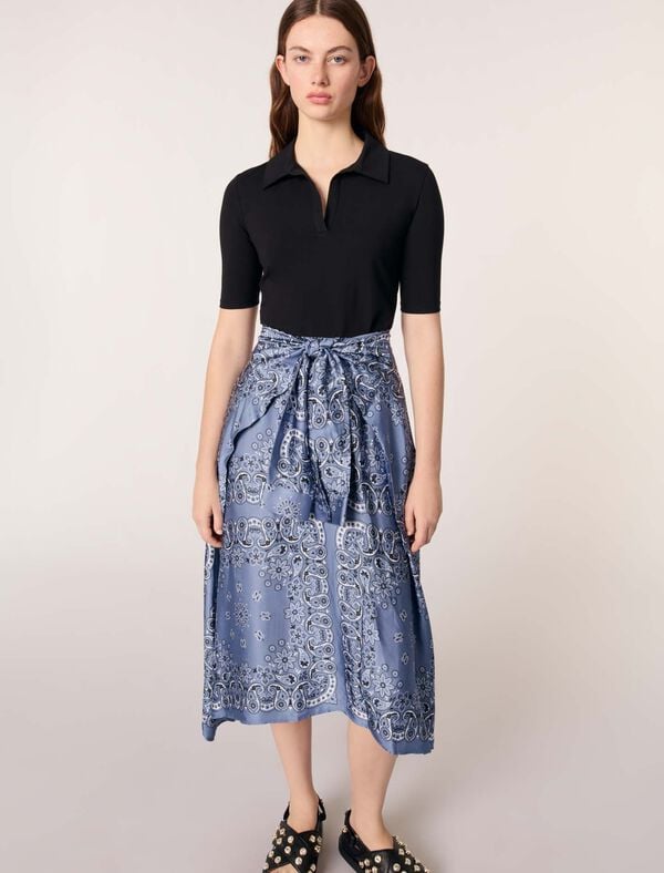 Maje Robe Trompe-l'œil Imprimée Bleu Bandana Print