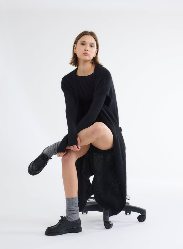 majestic filatures Body Noir Dos Nu Manches Mitaines en Viscose et Élasthanne Viscose / Élasthanne