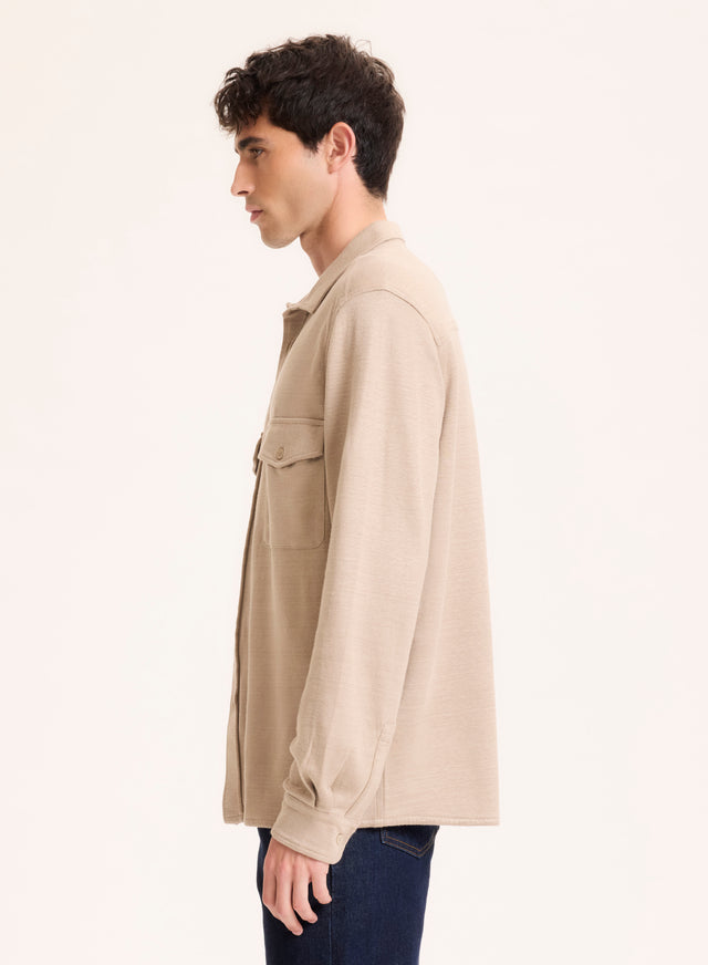 Majestic Filatures Chemise Beige Col Chemise Manches Longues En Lin / Coton Organique Lin / Coton Organique