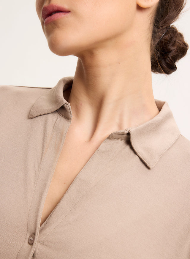 Majestic Filatures Chemise Beige Manches 3/4 Viscose / Élasthanne