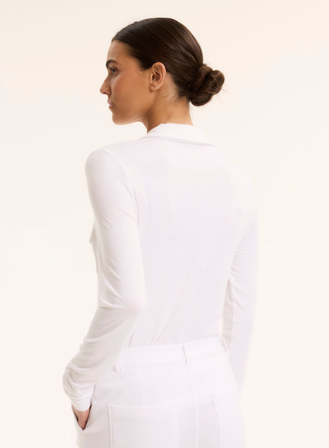 Majestic Filatures Chemise Blanche Anna 2 Poches En Viscose Et Élasthanne Viscose / Élasthanne