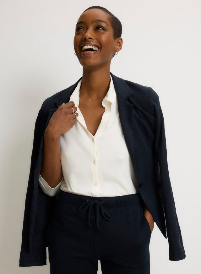 majestic filatures Chemise Blanche Anna 2 poches en Viscose et Élasthanne Viscose / Élasthanne