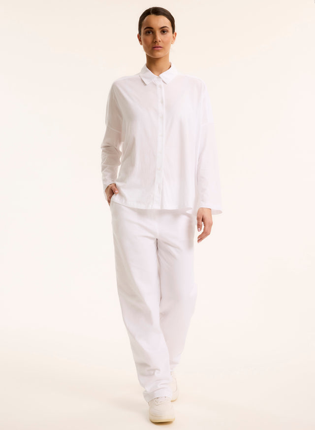 Majestic Filatures Chemise Blanche Col Chemise Manches Longues En Coton Organique Coton Organique