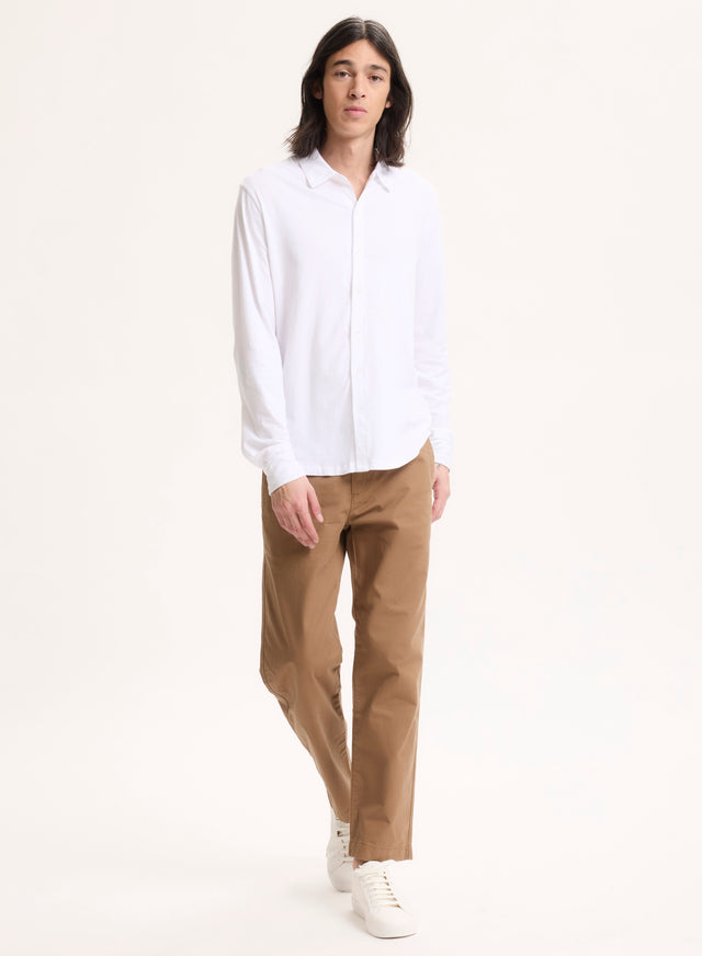 Majestic Filatures Chemise Blanche Manches Longues Coton Organique / Elasthanne