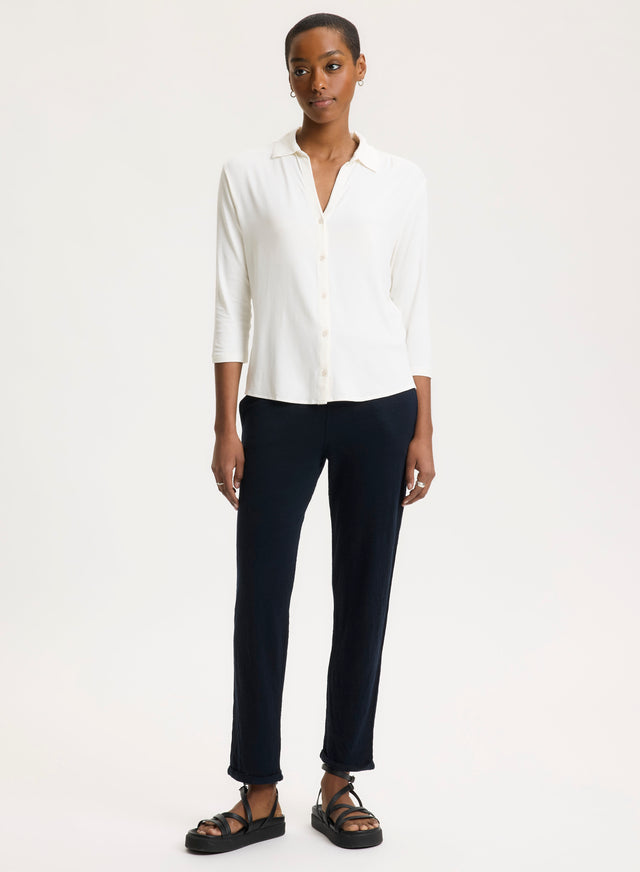 Majestic Filatures Chemise Crème Manches 3/4 Viscose / Élasthanne