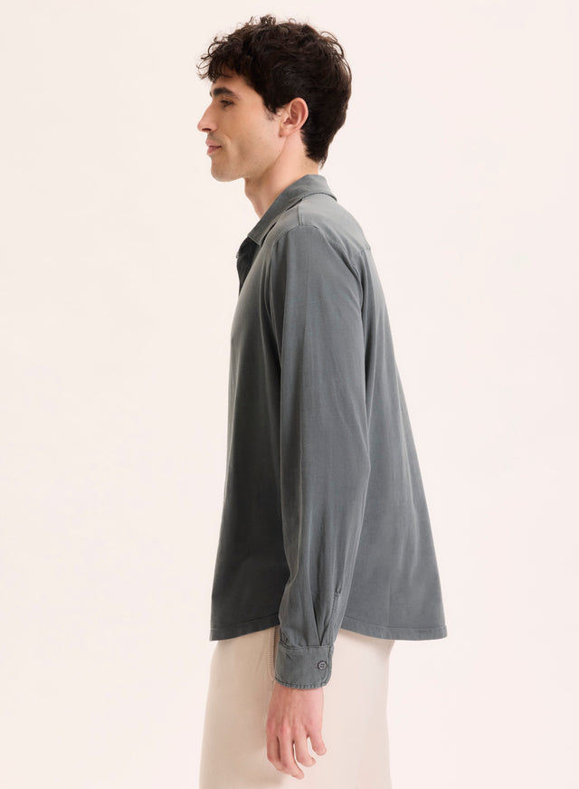 Majestic Filatures Chemise Grise Col Chemise Manches Longues En Coton Organique / Elasthanne Coton Organique / Elasthanne