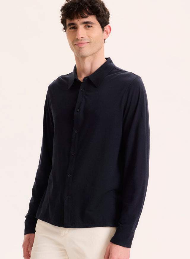 Majestic Filatures Chemise Marine Col Chemise Manches Longues En Lyocell / Tencel / Coton Organique Lyocell / Tencel / Coton Organique