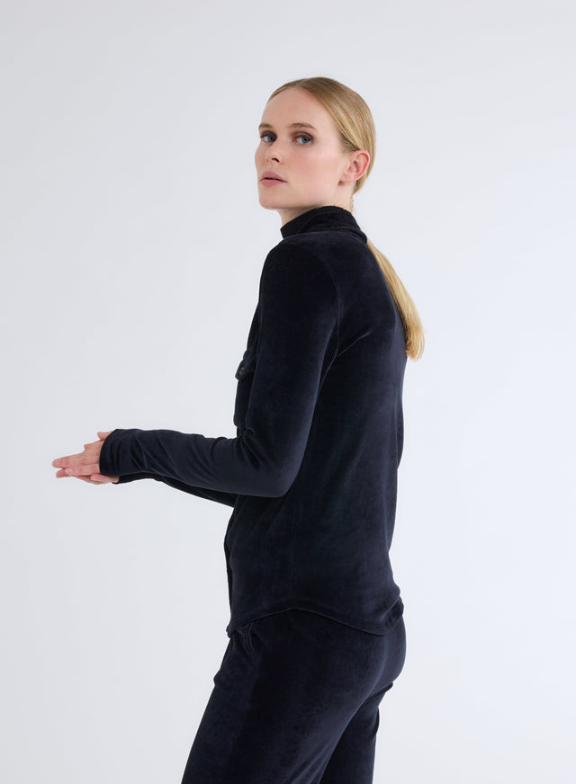 Majestic Filatures Chemise Marine Manches Longues Avec Poche En Velours Coton Organique / Modal / Élasthanne