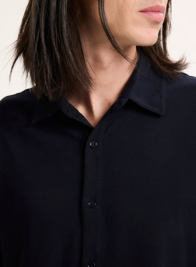 Majestic Filatures Chemise Marine Manches Longues Coton Organique / Elasthanne