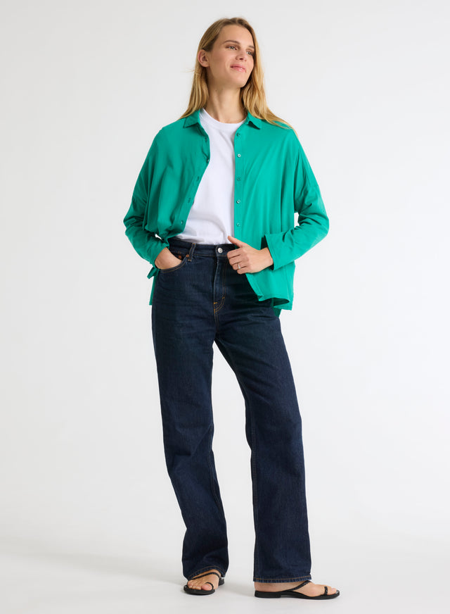 Majestic Filatures Chemise Verte Col Chemise Manches Longues En Coton Organique Coton Organique