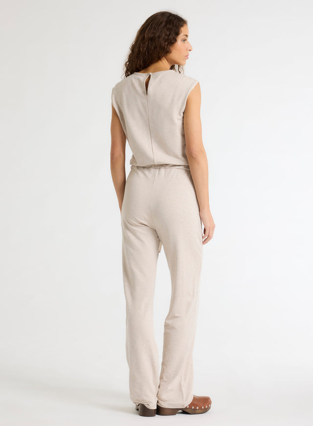 Majestic Filatures Combinaison Beige Col Rond Sans Manches En Viscose / Élasthanne Viscose / Élasthanne