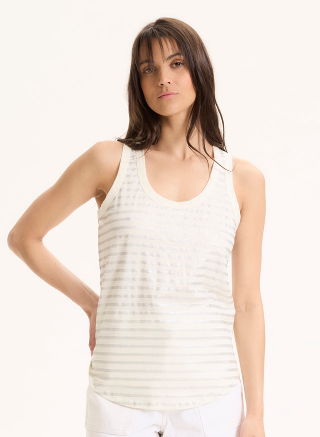 majestic filatures Débardeur argenté Col U en Lin / Elasthanne Lin / Elasthanne