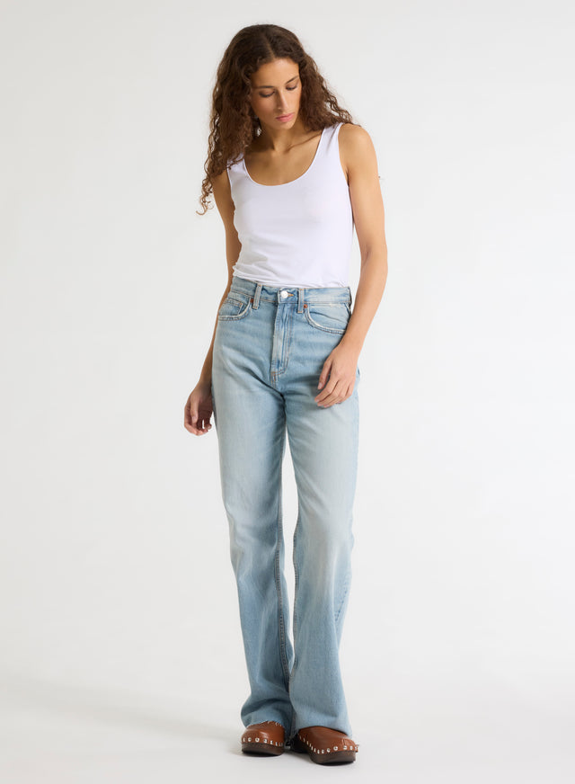 Majestic Filatures Débardeur Blanc Abby Finitions Bourdon En Viscose / Élasthanne Viscose / Élasthanne