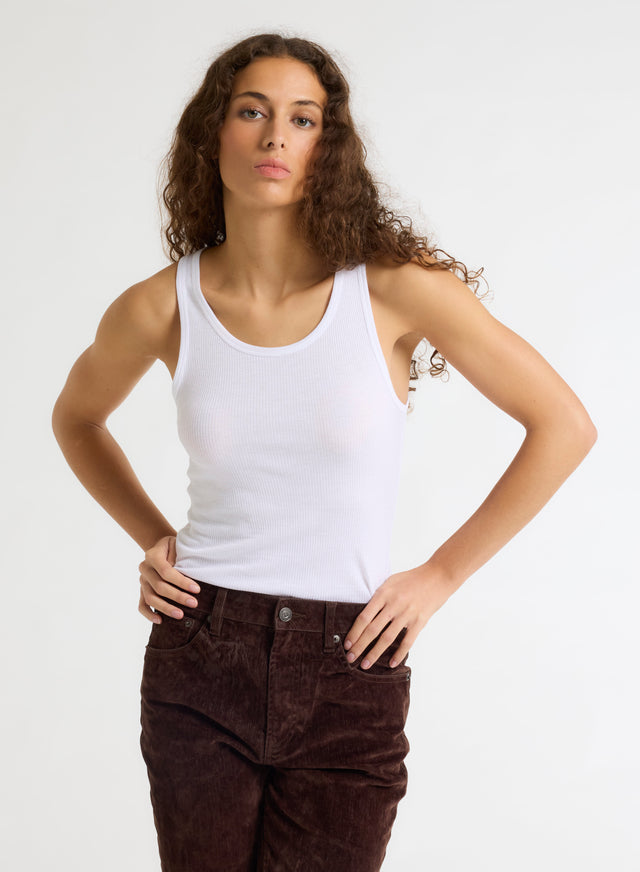 majestic filatures Débardeur Blanc Col Rond en Viscose / Élasthanne Viscose / Élasthanne