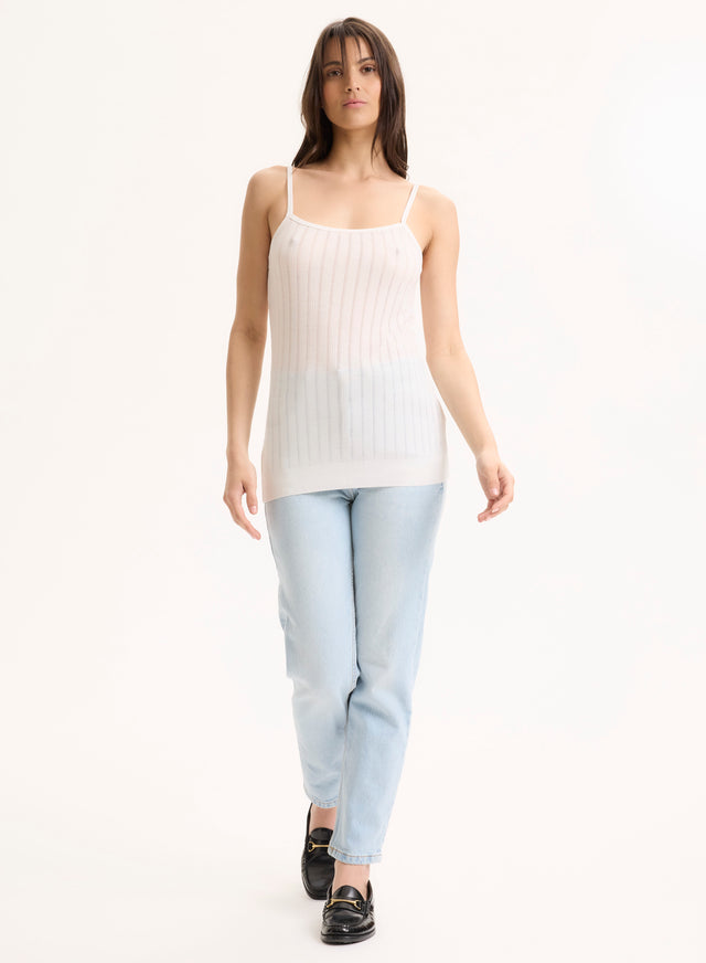 Majestic Filatures Débardeur Blanc Fines Bretelles En LYOCELL / TENCEL LYOCELL / TENCEL