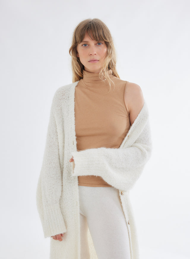 majestic filatures Débardeur Camel Col Montant en Coton et Cachemire Coton / Cachemire