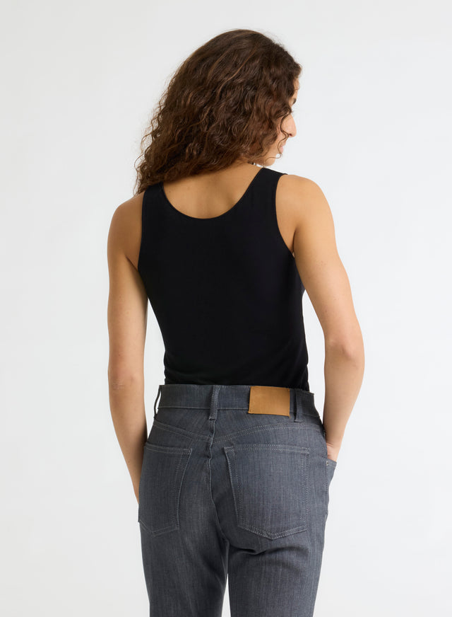 Majestic Filatures Débardeur Noir Abby Finitions Bourdon En Viscose Et Élasthanne Viscose / Élasthanne