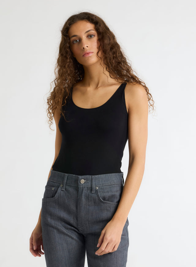 majestic filatures Débardeur Noir Abby finitions bourdon en Viscose et Élasthanne Viscose / Élasthanne