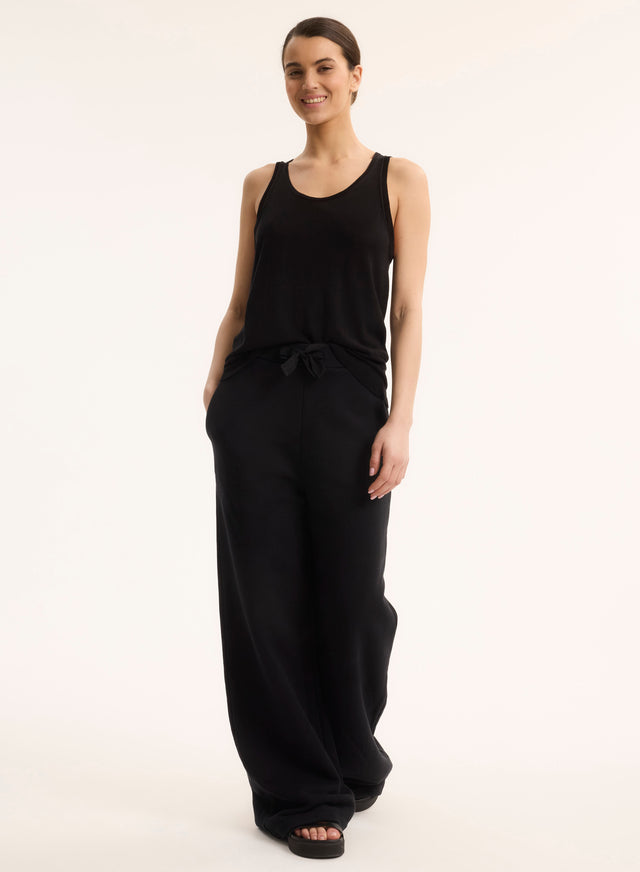 Majestic Filatures Débardeur Noir Col Rond En Soie / Viscose Soie / Viscose