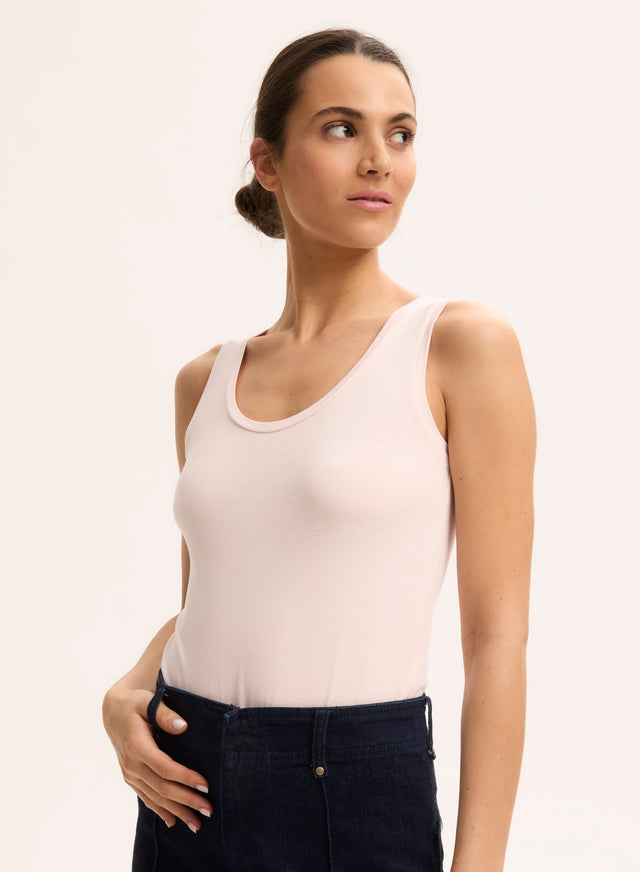 majestic filatures Débardeur Rose Col U en Viscose et Élasthanne en Viscose / Élasthanne Viscose / Élasthanne
